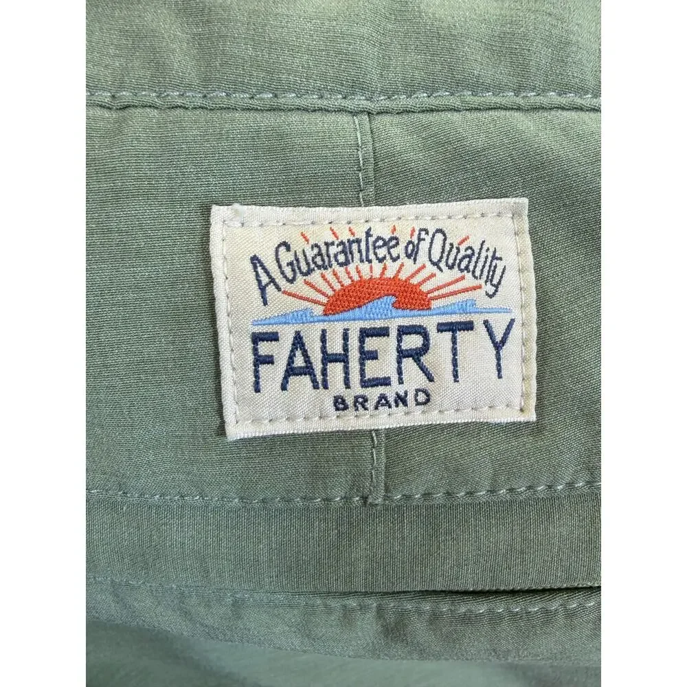 Faherty Men Green 32 All Day Drawstring Button Chino Shorts Casual Comfort Wear